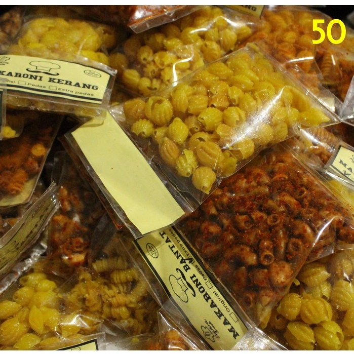 (TERLARIS) MAKARONI BANTET-BANTAT,KRIWIL&amp;KERANG 50g MAKANAN GURIH RINGAN KEKINIAN KHAS TASIKMALAYA