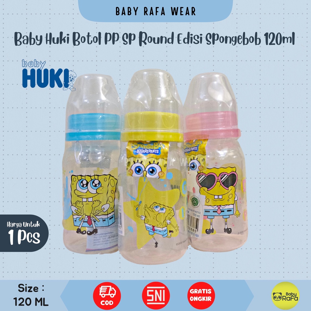 Baby Huki Botol Susu PP SP Round 60 ML 120 ML 240 ML Dot Gepeng Nipple Silicone Orthodontic