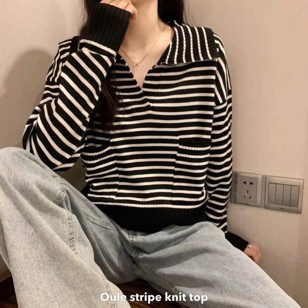 Oule stripe knit top - Thejanclothes