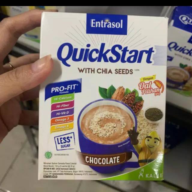 

QuickStart sereal cereal with chia seeds entrasol COKLAT / VANILA ( 5 sachets x 30gr )