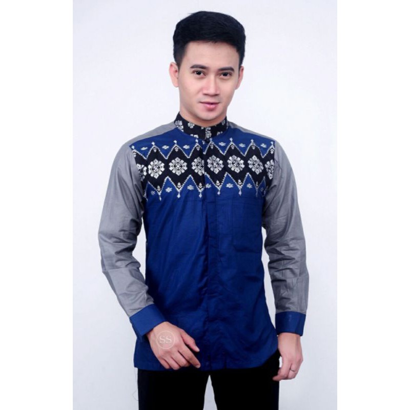 Kemeja Batik kombinasi - Baju Batik Kombinasi pria keren