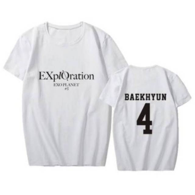 KAOS EXO EXPLORATION LOGO BAEKHYUN TSHIRT EXOPLANET KPOP KONSER BAJU KOREA FASHION WANITA PRIA