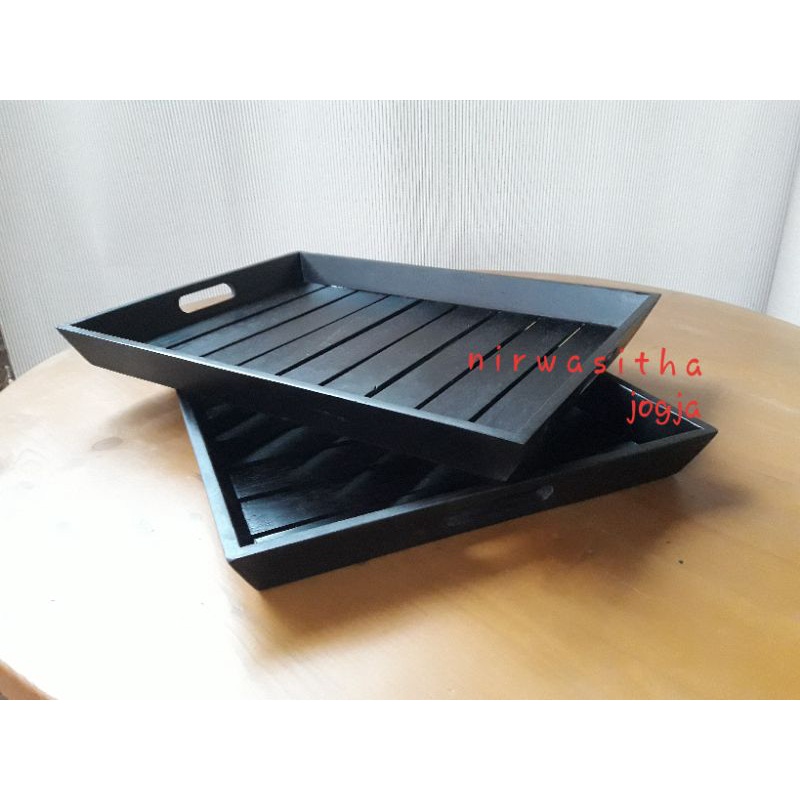 Slatt Tray - Nampan Kayu - Hitam - Nampan Display