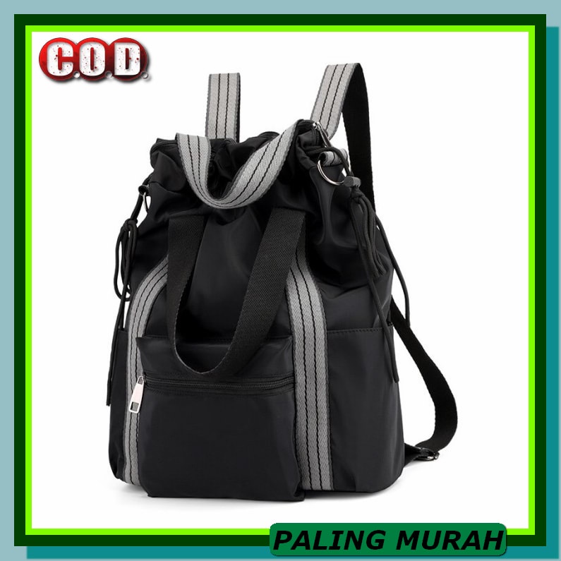 Tas Ransel Backpack Hitam Kecil Kain Nylon Cewek Ala Korea Terbar HE541 Bp52 Ransel Wanita Korea O