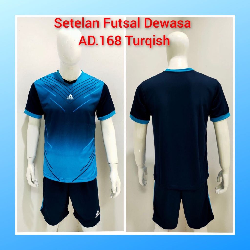 jersey futsal pria kaos sepak bola baju dan celana setelan wanita dewasa t-shirt outfit seragam jarsey kostum olahraga pakaian apparel print sport jersy soccer casual jersi suit AD168 turqis