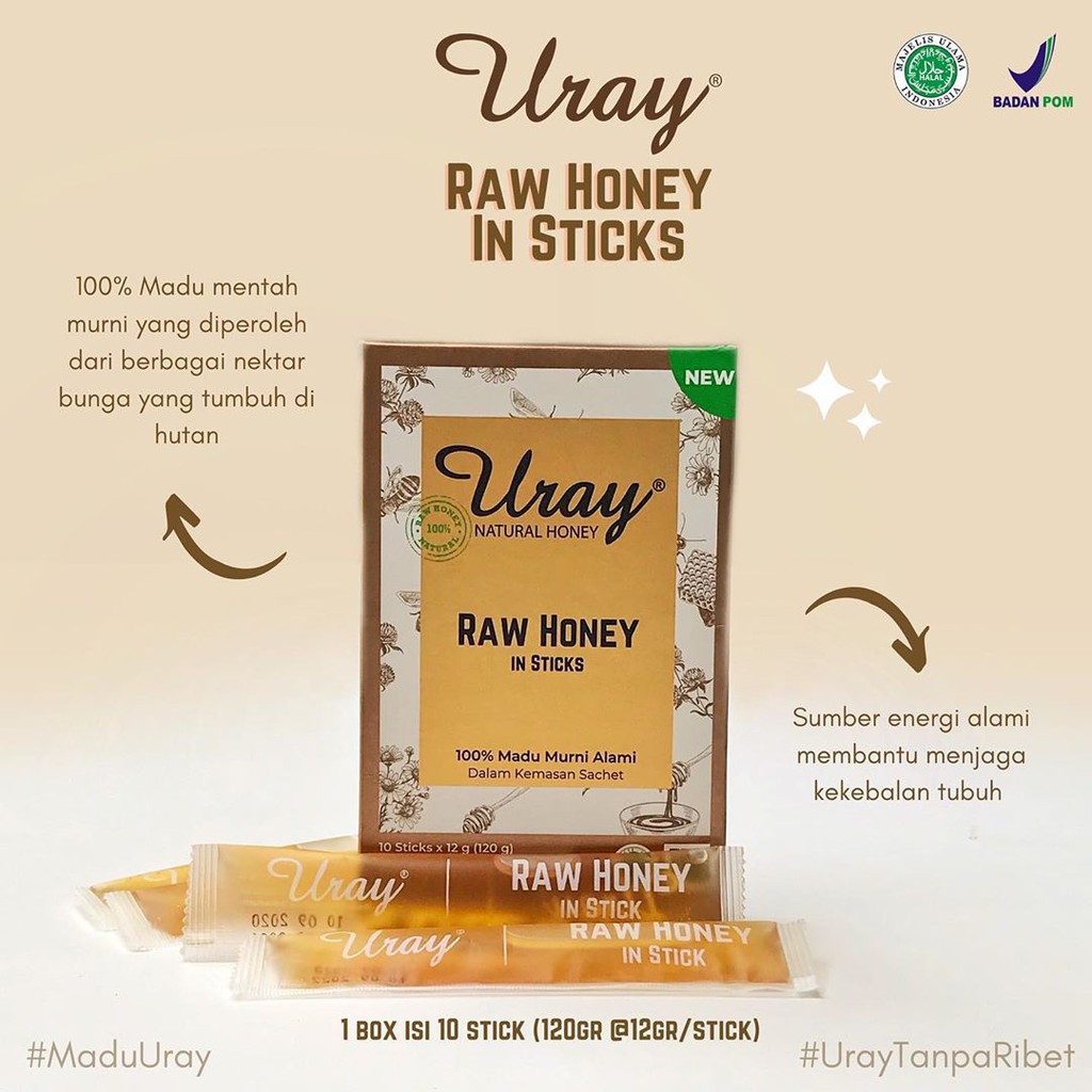 

Madu Uray Raw Honey Stick Sachet - Original - Madu Murni - Madu Hutan