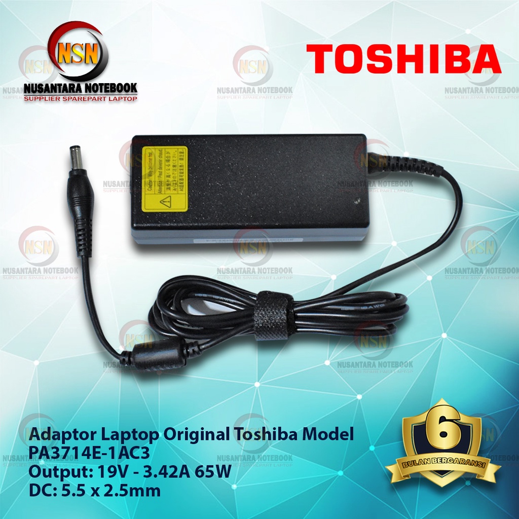 Adaptor Charger Original Toshiba 19V - 3.42A 65W DC 5.5*2.5 mm