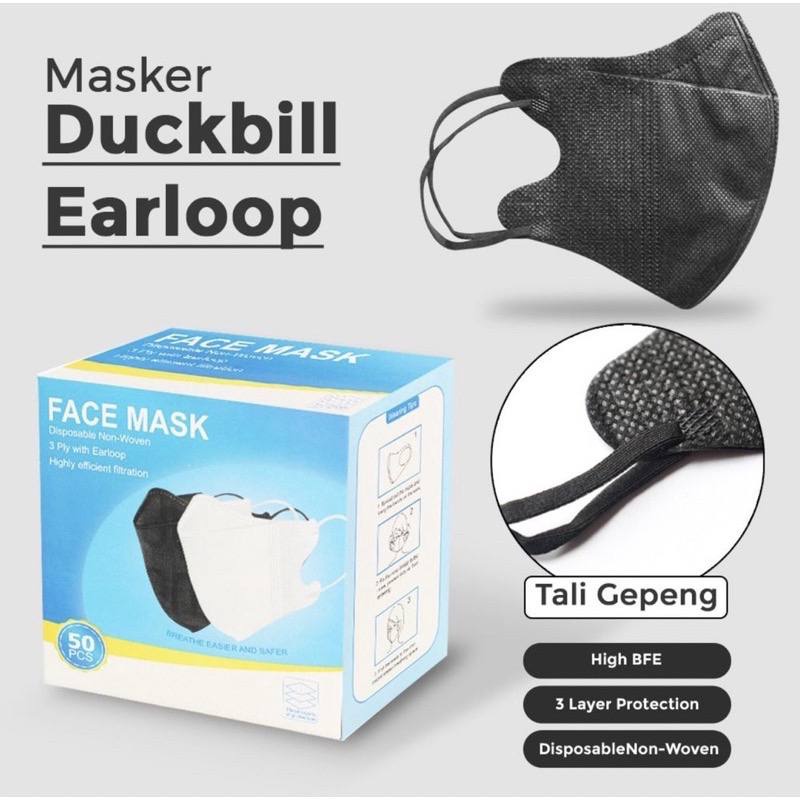 Masker Duckbill Isi 50 Pcs Hitam dan Putih