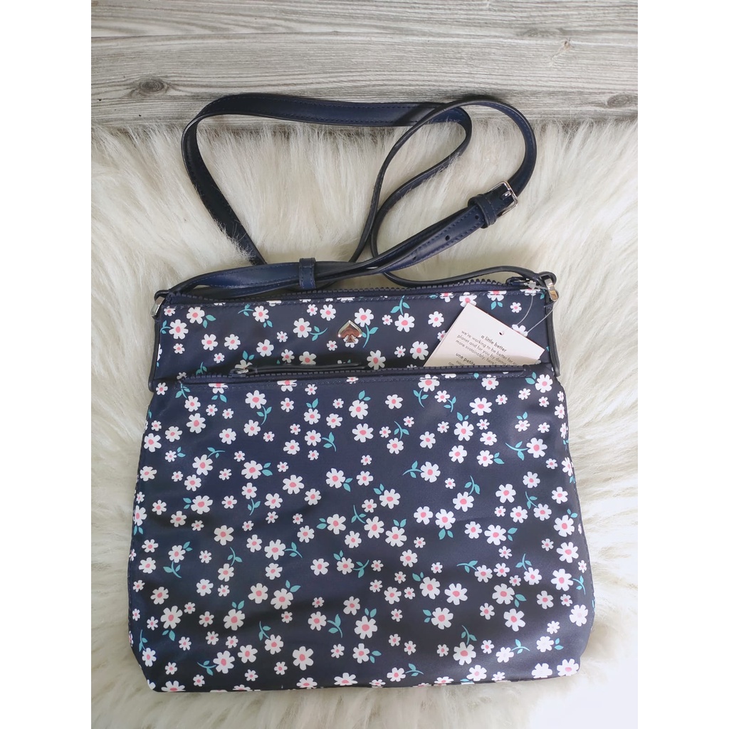 Tas wanita Kate spade jae flat crossbody bag blue floral felurette toss multi