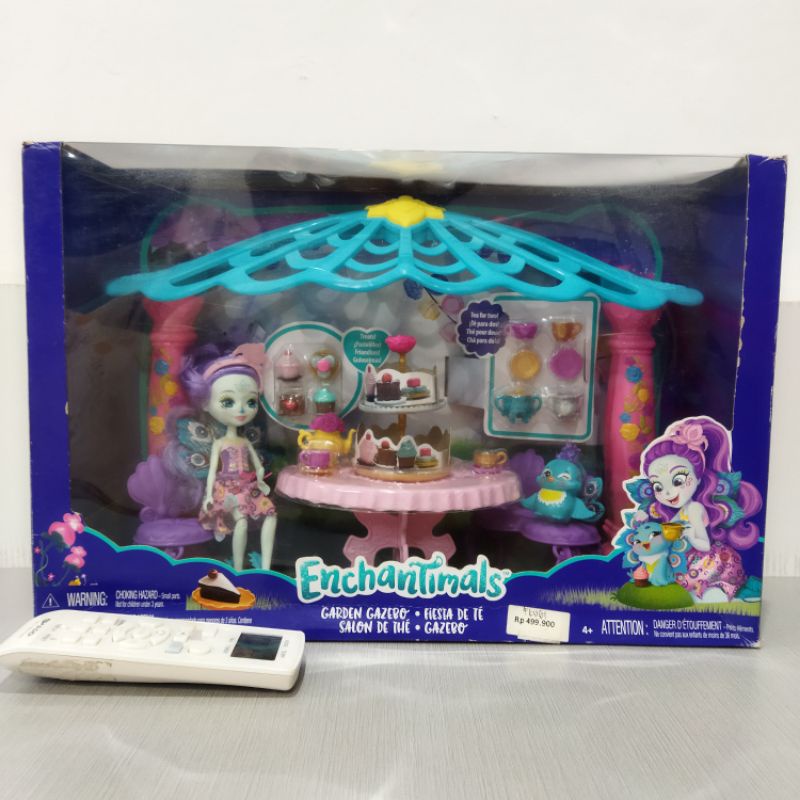 ori original enchantimals garden gazebo enchantimal mainan anak boneka doll peacock hadiah kado ultah playset patter tea time flap and n &amp; cewek perempuan