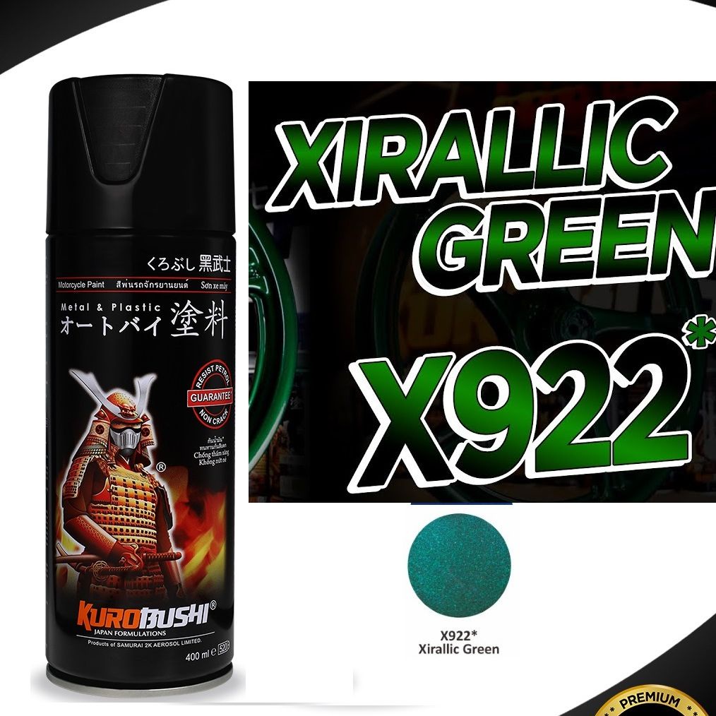 Cat Semprot Pilox Pilok New Colours Samurai Paint Kurobushi - X922* XIRALLIC GREEN / Hijau Xyralic Samurai (400ml)