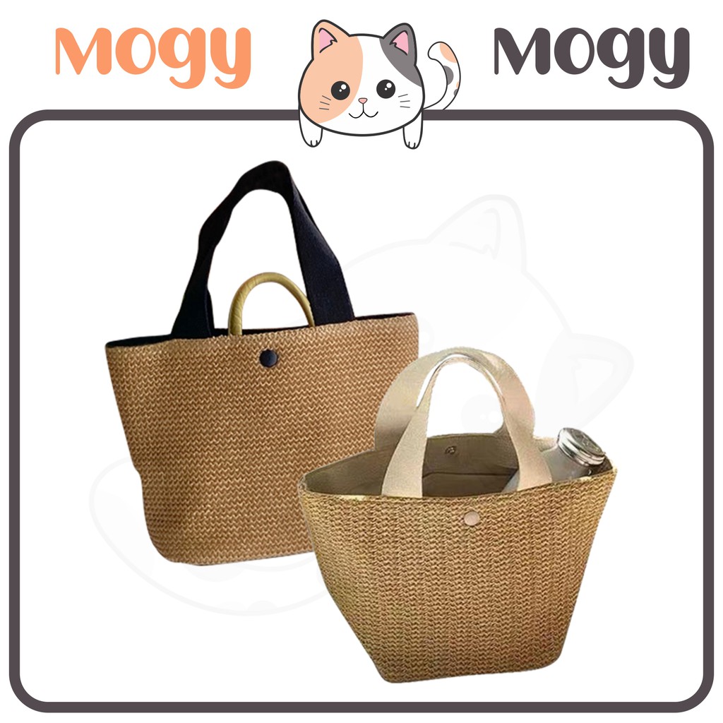 MOGYMOGY MG1409 Tas Jinjing Wanita Tas Tenteng Anyaman Jerami Tas Retro Vintage Estetik