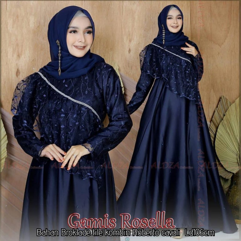 gamis jumbo ukuran L XL XXL XXXL 4XL ld 140 Rosella/gamis murah/Dress murah/gamis brukat velvet