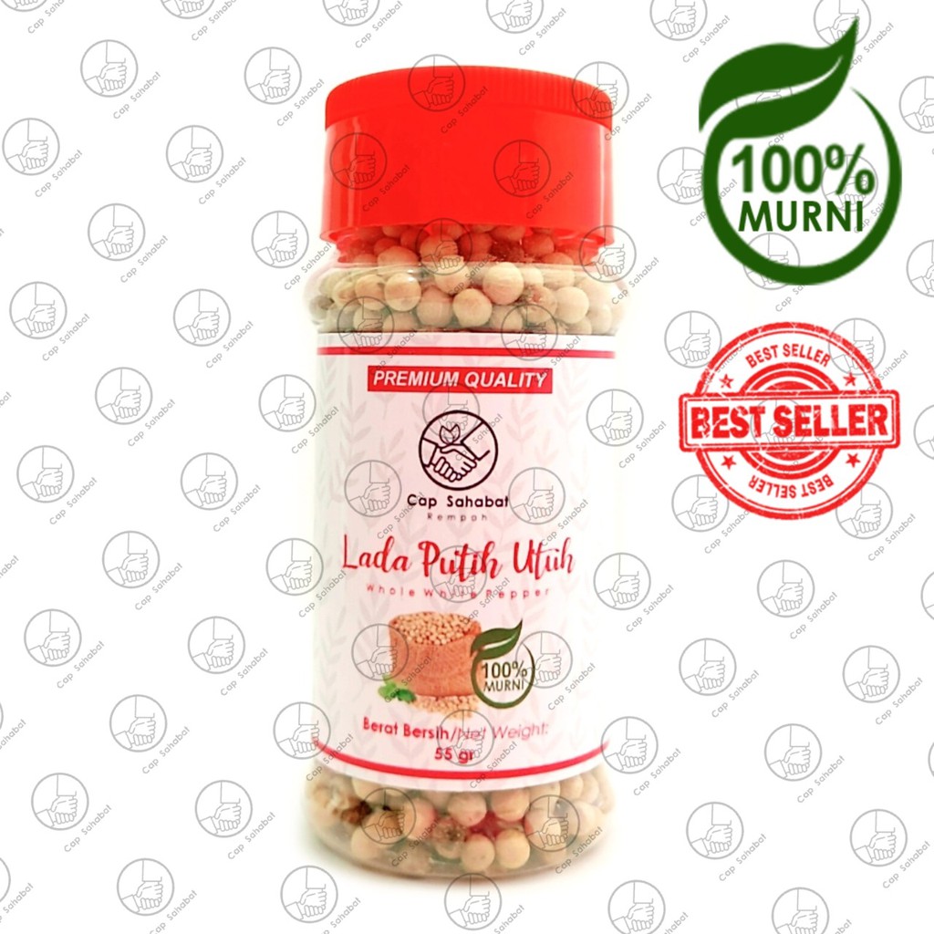 Cap Sahabat - Biji Lada Putih Utuh Botol Premium / Whole White Pepper