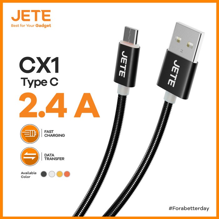 

KABEL CHARGER JETE CX1 TYPE C 2.4A 1M