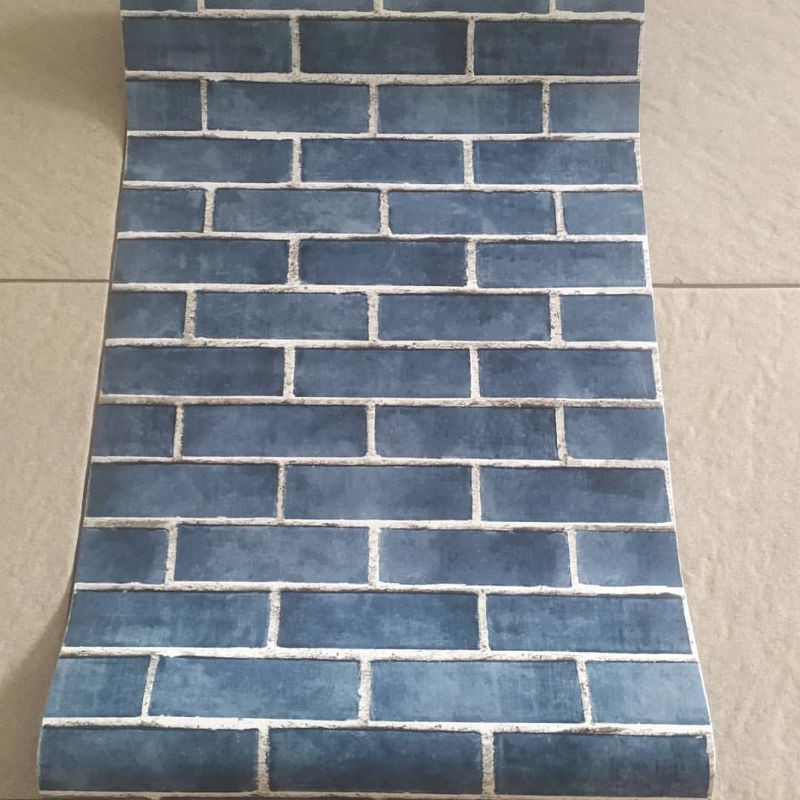 wallpaper dinding murah kode 1493 bata biru tua klasik bertekstur