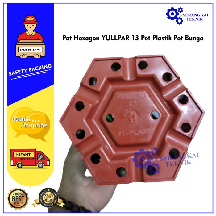 Pot Hexagon YULLPAR 13 Pot Plastik Pot Bunga