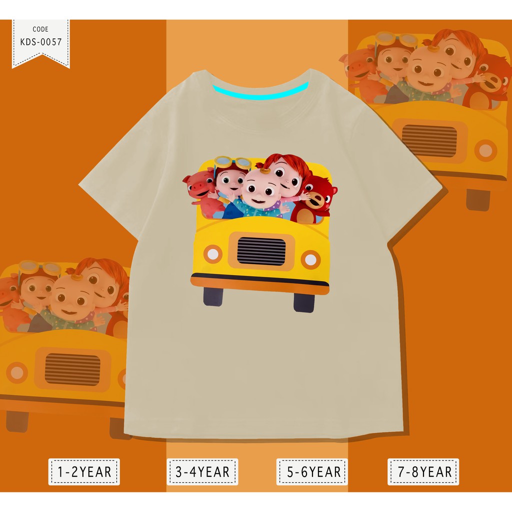 KAOS ANAK-ANAK COWOK CEWEK / COCO MELON BUS DEPAN / 100% REAL PICTURE