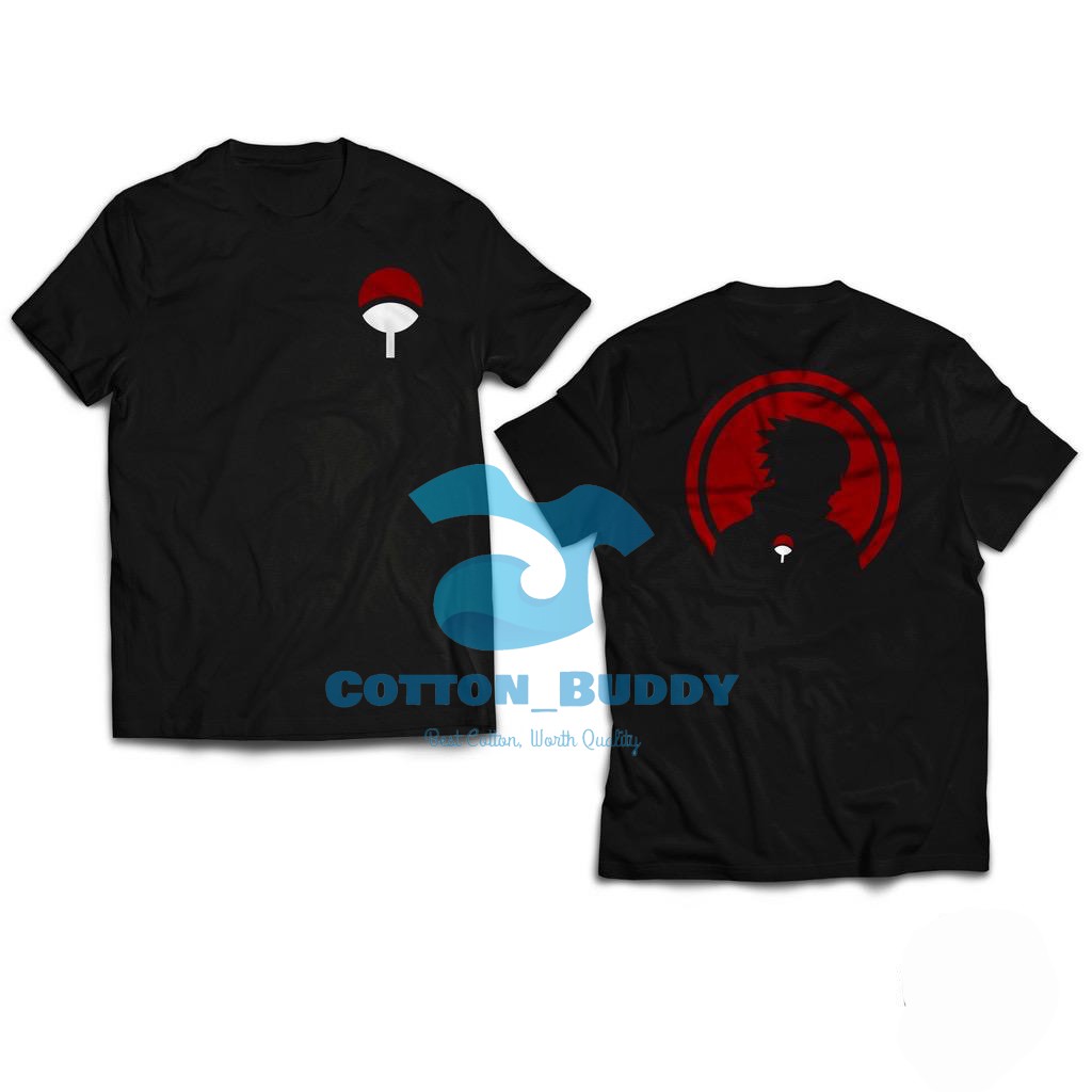 BAJU KAOS TSHIRT ANIME NARUTO SASUKE UCHIHA BELAKANG SHARINGAN KIRIN SUSANOO