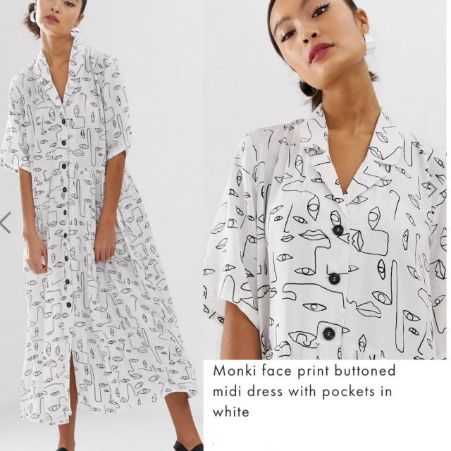 monki buttoned wrap dress