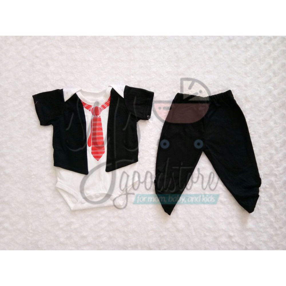 Jumper Bayi Laki Setelan Jumper Bayi Jas Dasi Merah 0-6 Bulan Diskon