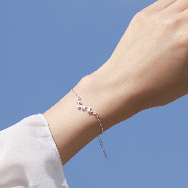 Perhiasan Gelang S925 Silver Dengan Liontin Daun Ginkgo Untuk Wanita