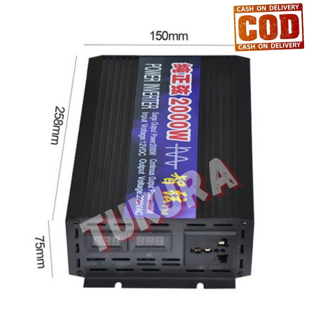 Power Inverter Solar Panel PLTS PSW Pure Sine Wave 2000 Watt 12 Volt