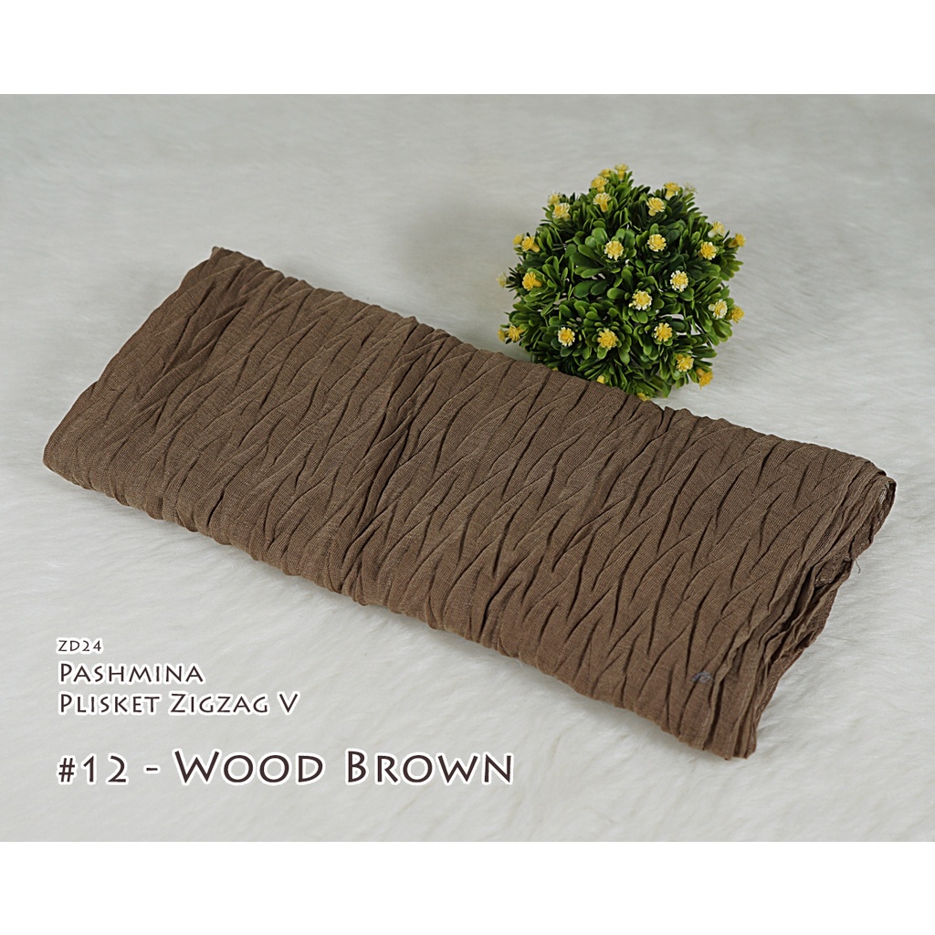 Plisket Model V / Zigzag - Pleated Shawl / Pashmina HAZEL by Luulu Scarf-#12 - Wood Brown