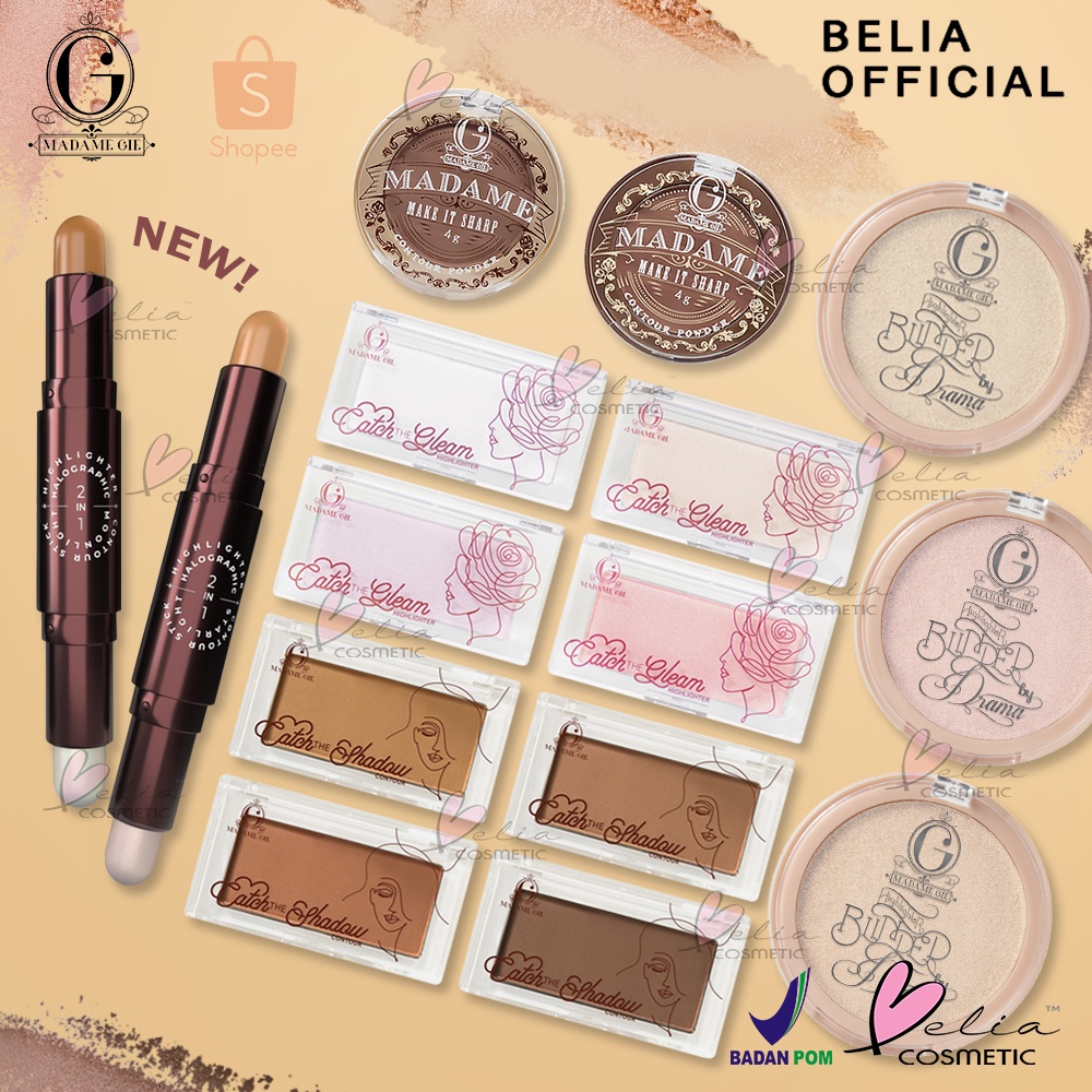 ❤ BELIA ❤ MADAME GIE Catch The Gleam | Blinded by Drama Highlighter | Catch Shadow Contour | Halographic 2-in-1 Highlighter &amp; Contour Stick | Sharp Madamegie