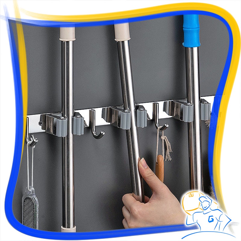 Gantungan Sapu Hook Pel Mop Clip Holder Tempel Dinding Klip Penjepit Gagang Pel Pengait Sapu Hanger Serbaguna