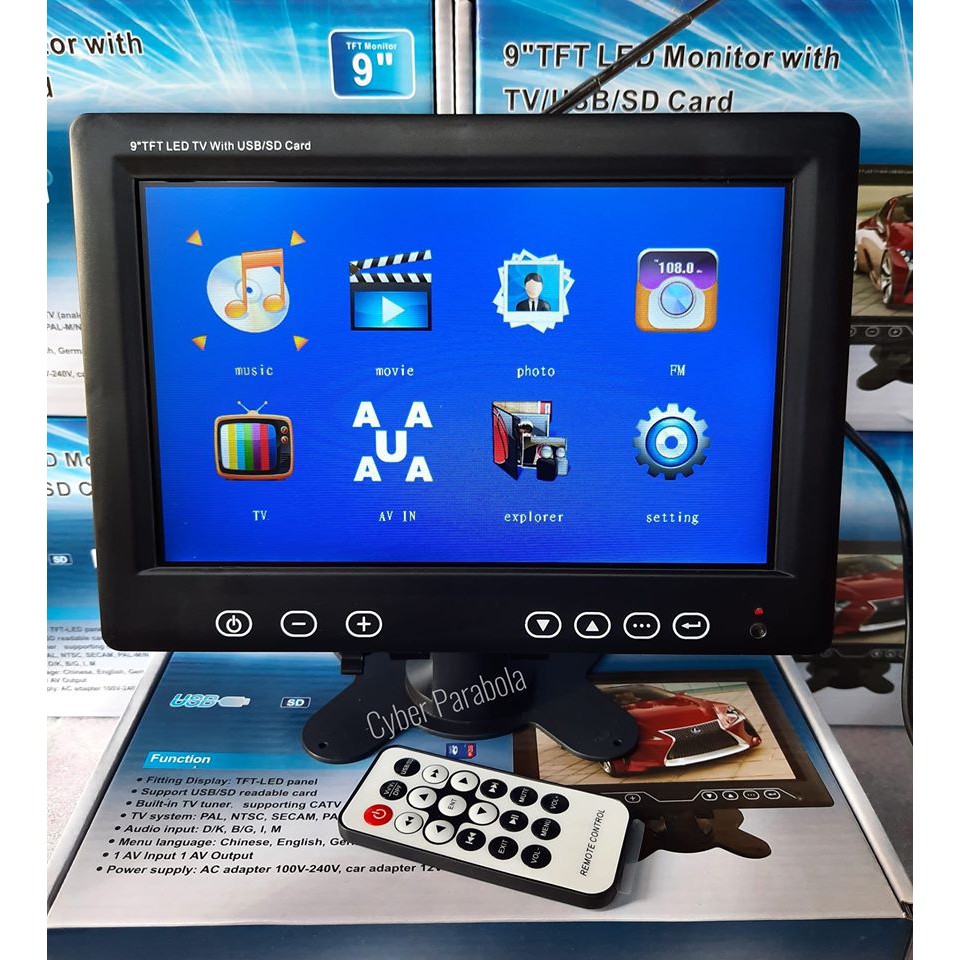 Jual TV Portable TV Mobil TV OnDash 9inch LED Mini TvTuner & AV / RCA