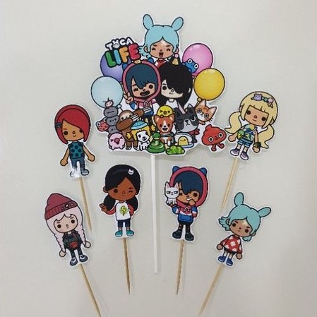 Toca Boca Cake Topper Ulang Tahun Set Hiasan Kue