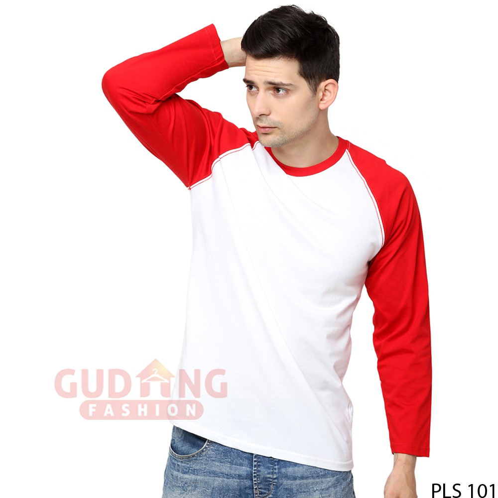 Baju Raglan Pria Panjang Modis / Tshirt Casual Warna Kombinasi - Banyak Pilihan Warna PLS (COMB)