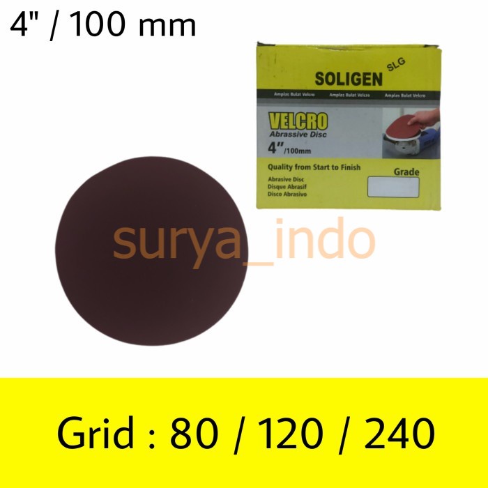 AMPLAS TEMPEL BULAT 4&quot; SOLIGEN GRID 80-240 AMPLAS BULAT VELCRO GURINDA