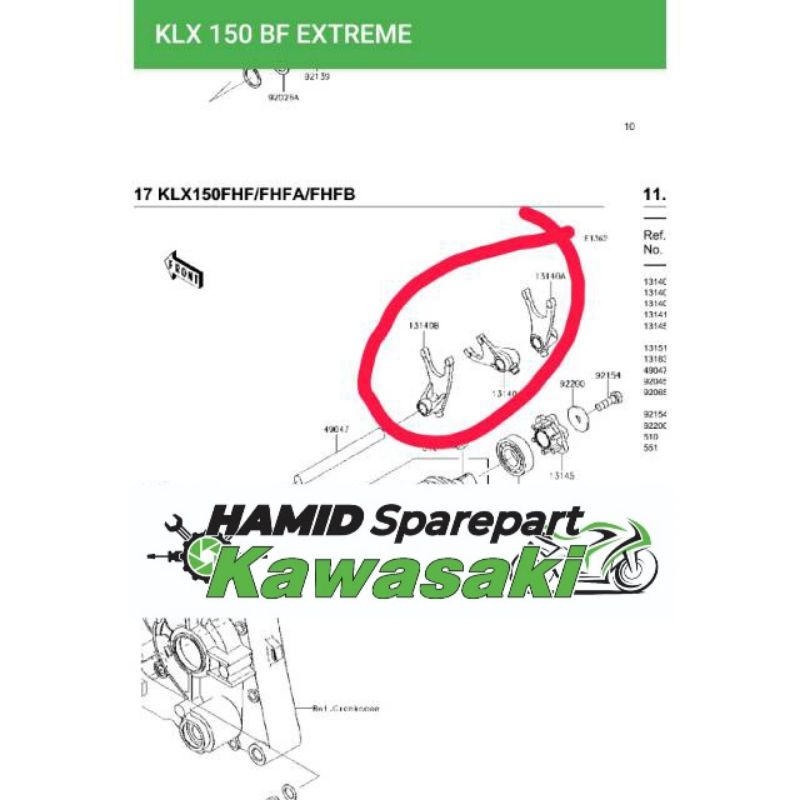 Fork shif set cakaran ayam rasio klx 150 klx150 BF S G L original kawasaki KGP