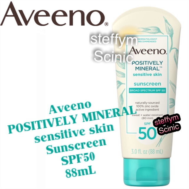 Aveeno Positively Mineral Sensitive Skin Sunscreen Broad Spectrum SPF50, 88mL