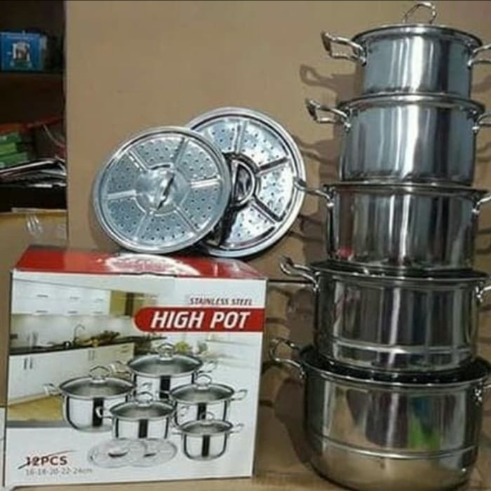 Panci 12 Pcs Set Steamer Set Stainless Murah Meriah