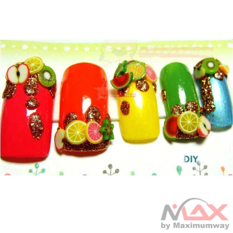 OLOEY Stiker Kuku 3D buah buahan Nail Art PROFESSIONAL ONLY lihat video demo Tips Filler Slime Fruit 1000pcs - WJ079A-C 3D Nail Art Fruit Slices Polymer Clay DIY Slice Decoration Smile Feather Nail Sticker Nail Jewelry