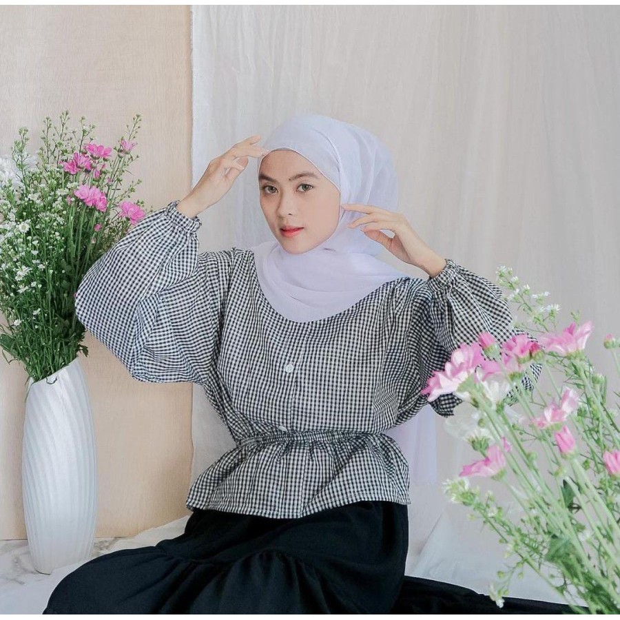 Kemeja Wanita Terbaru Baju Wanita Import Korea Tunik FASHION Motif Garis ABG Kantor Flanel Jumbo KEK