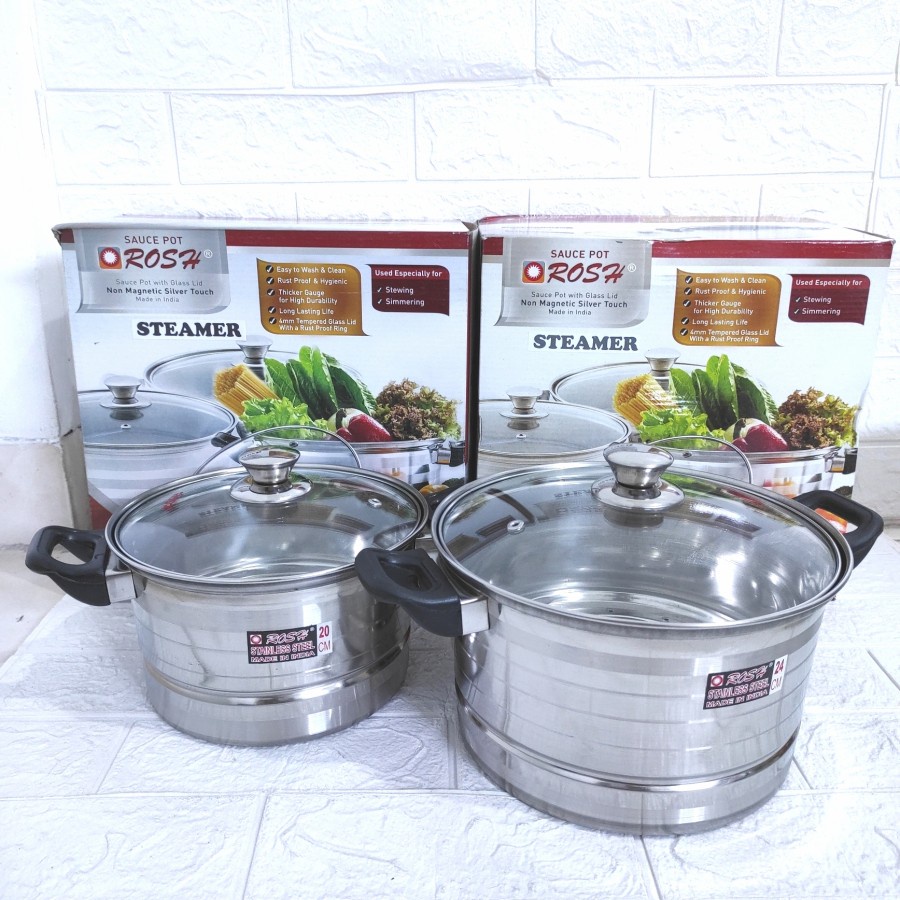 Panci ROSH Sauce Pot Steamer Kukus Kukusan Stainless 20 22 24 26 28 cm