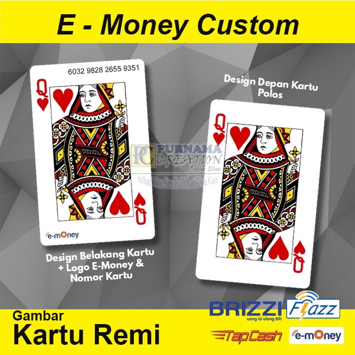 Kartu Emoney E-Money E-toll Etoll Custom Gambar Kartu Remi