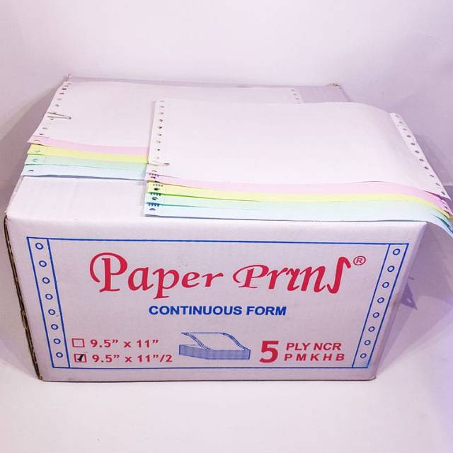 

Continuous Form 9.5 x 11/2 5ply Bagi 2 Paper Pryns