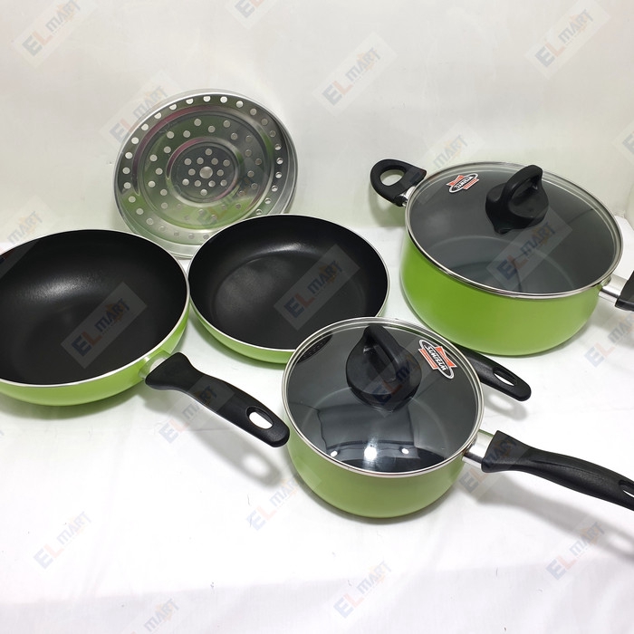 Panci Set MAXIM Halania 7pc wajan frypan wok pan penggorengan saucepan Halania panci wok frypan