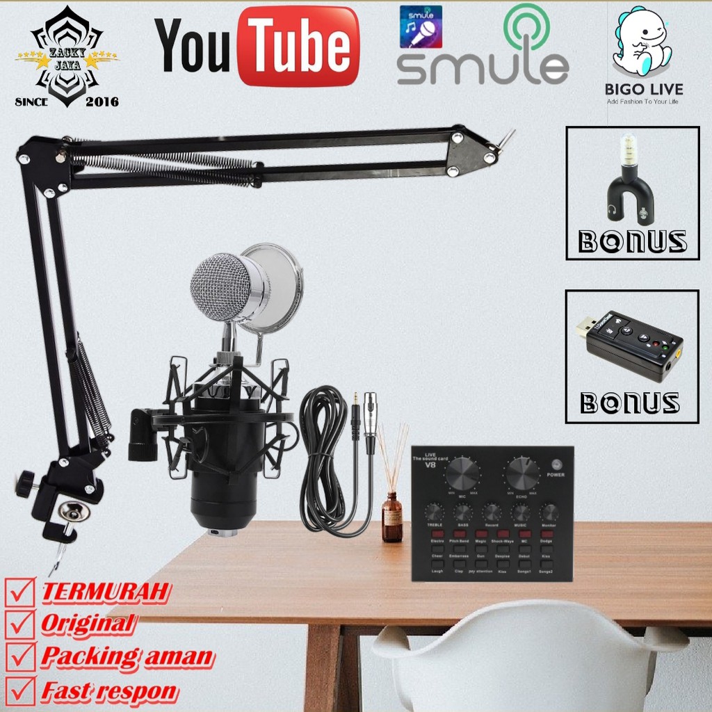 PAKET MIC BM-8000 FOR RECORDING YOUTUBE-SMULE-BIGO LIVE