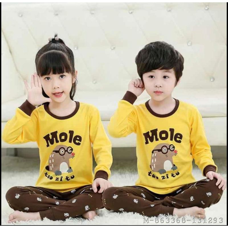 Baju Tidur Anak/Setelan Anak Couple Celana Panjang /Piyama Set Anak laki laki perempuan  C14.C15