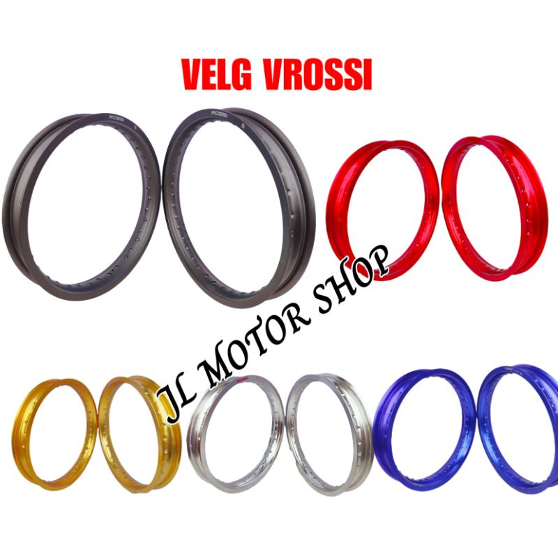 SATU PELEK VELG ROSSI 140 160 185 215 250 300 RING 14 ATAU RING 17 - PELEK VELG VROSSI V ROSSI 140 160 185 215 250 300 RING 14 Atau Ring 17 WARNA HITAM MERAH BIRU SILVER GOLD Ada Ring 14 17 18