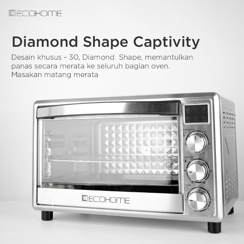 Ecohome Electric Oven Platinum EOP888S-LED FREE LOYANG 3 pcs Digital Display Oven List