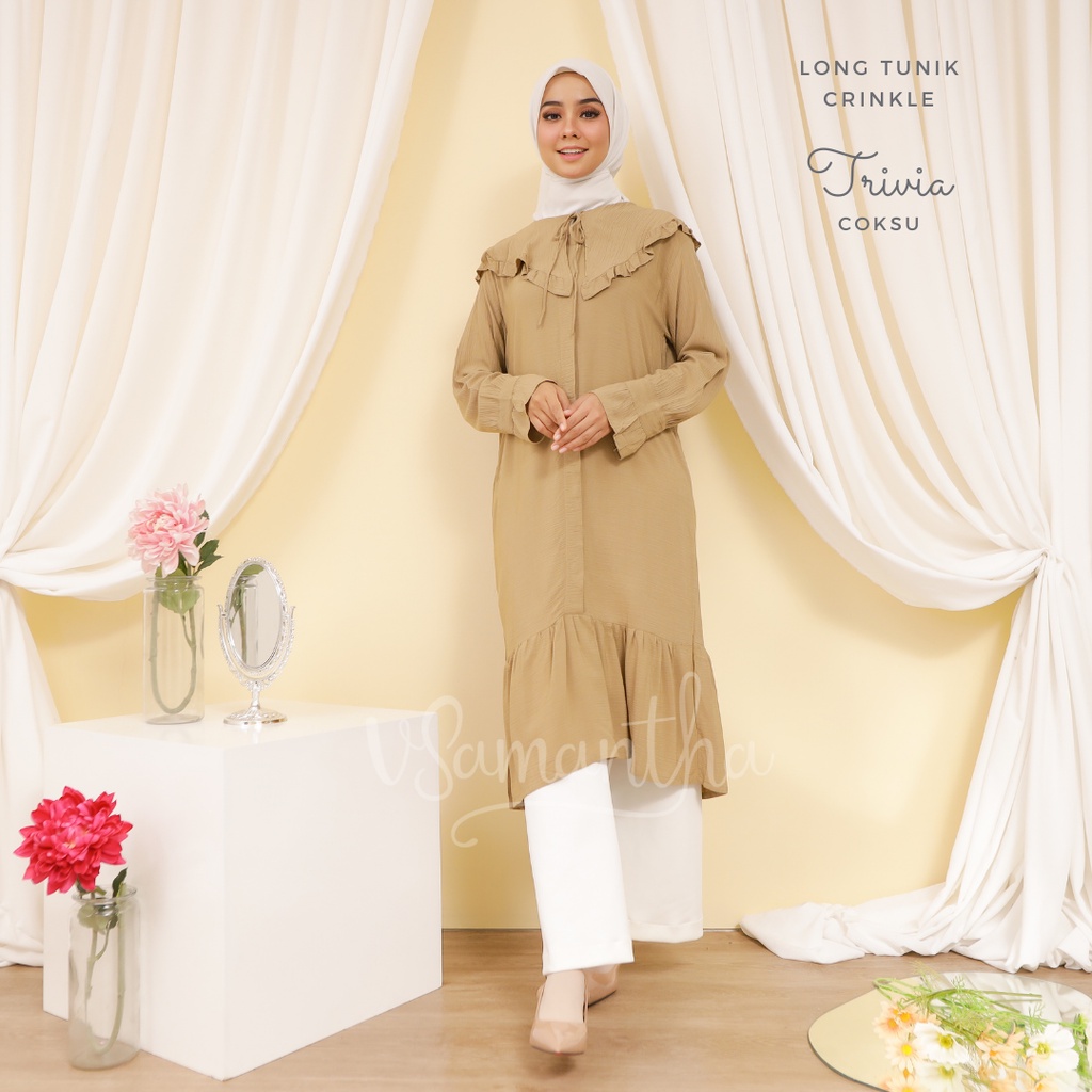 Long Tunik Wanita Rayon Crinkle Trivia