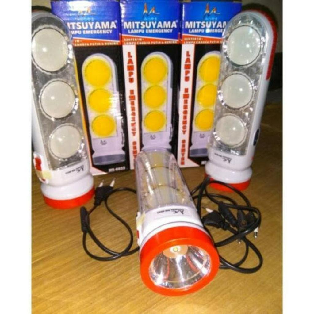 Lampu Rechargeble LED Surya MS 6033 Di Lengkapi Senter LED Super Terang - Cahaya Putih &amp; Kuning