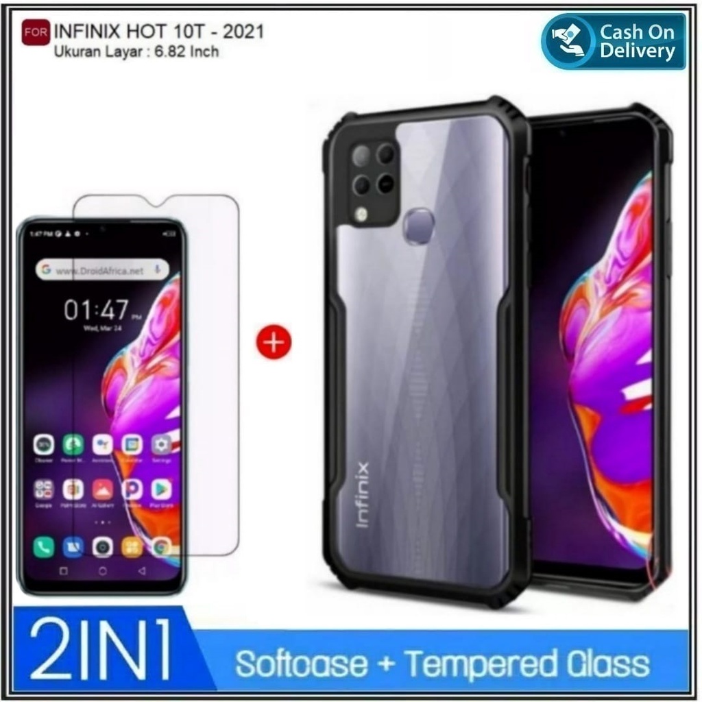 Case Infinix Hot 10T, Smart 6 NFC Soft Hard Fusion Transparan Casing